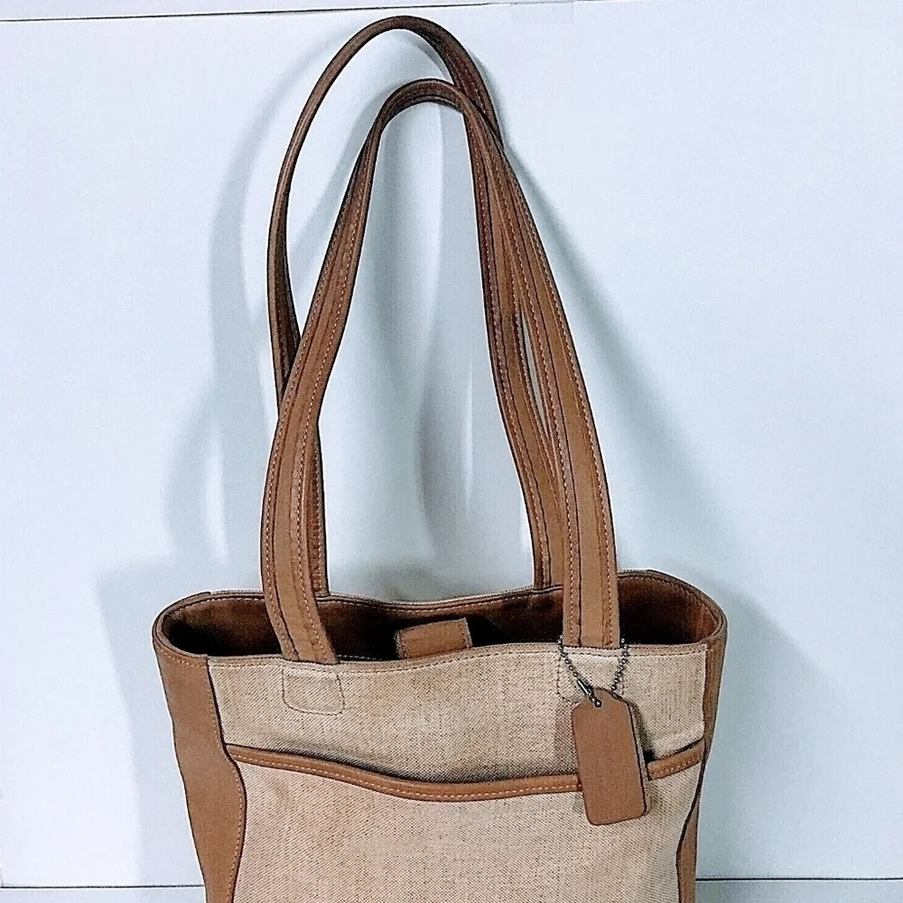 Coach 6122 Bleeker Tan Leather & Canvas Tote – Vintage, Made in USA EUC